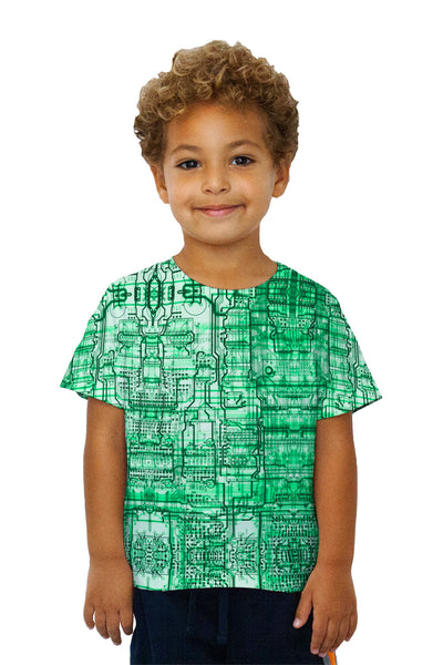 Kids Circuit Board Green Kids T-Shirt
