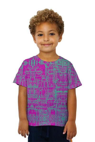Kids Circuit Board Pink Kids T-Shirt