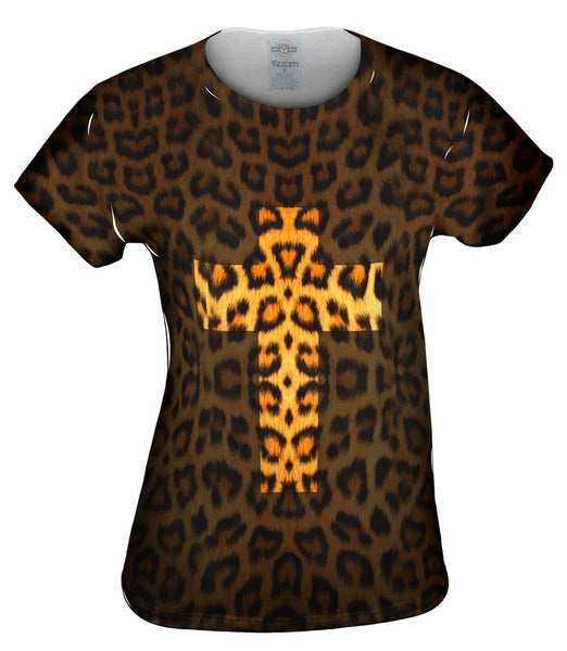 Cross Leopard Animal Skin Womens Top