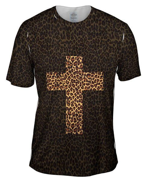 Cross Cheetah Animal Skin Mens T-Shirt