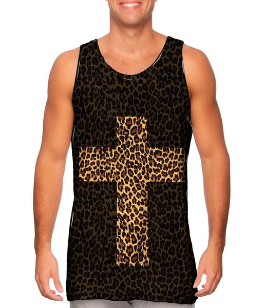 Cross Cheetah Animal Skin Mens Tank Top