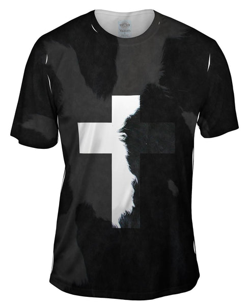Cross Cow Animal Skin Mens T-Shirt