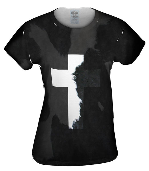 Cross Cow Animal Skin Womens Top