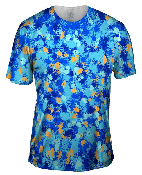 Paint Splatter Madness Blue Mens T-Shirt