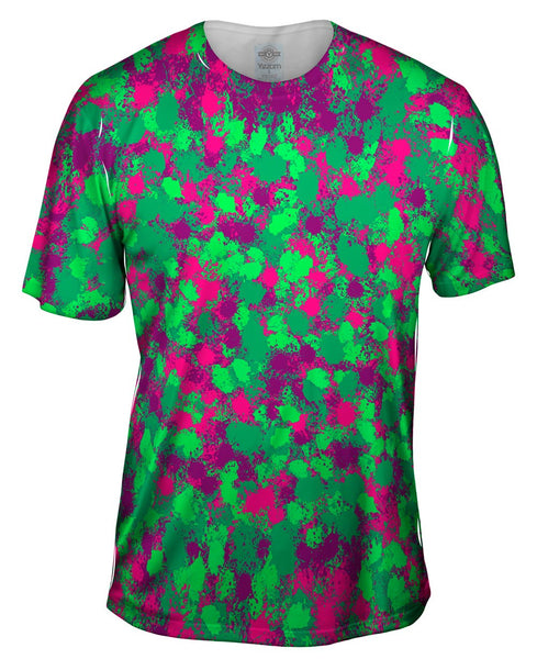 Paint Splatter Madness Green Pink Mens T-Shirt