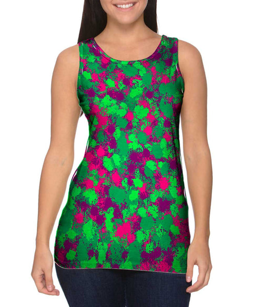 Paint Splatter Madness Green Pink&nbsp;Womens Tank Top