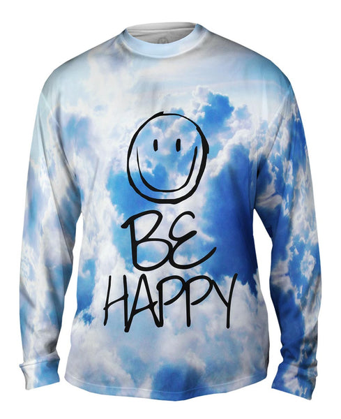 Flying High Be Happy Clouds Mens Long Sleeve