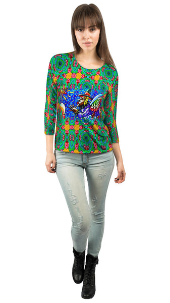 Star Fairy Orange Mushrooms&nbsp;Womens 3/4 Sleeve