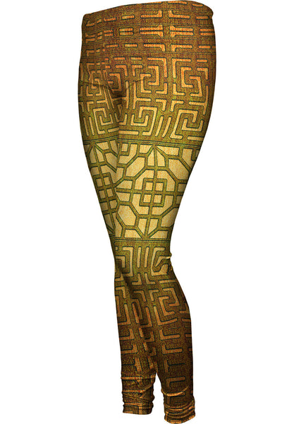 Eastern Tapestry Gold Womens Leggings