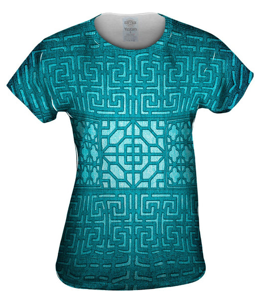 Eastern Tapestry Turquoise Womens Top