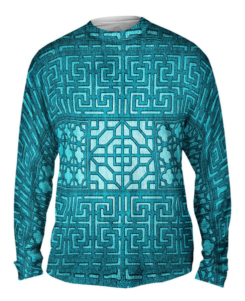Eastern Tapestry Turquoise Mens Long Sleeve