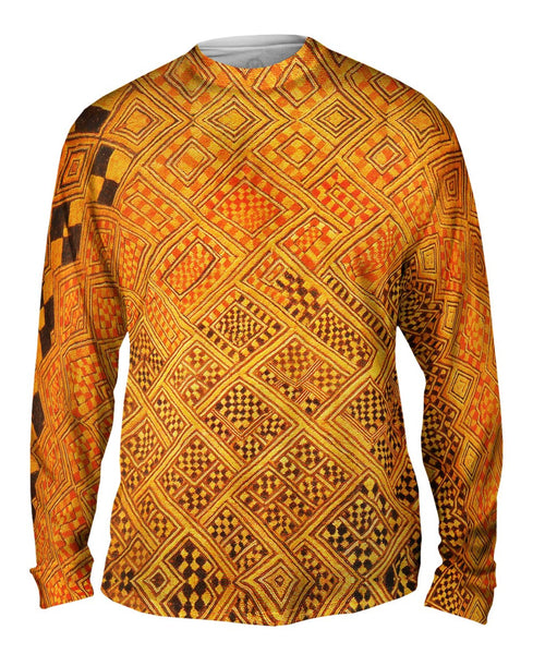 African Tribal Kuba Cloth Marriage Quilt Mens Long Sleeve