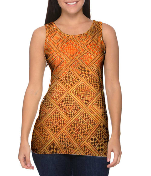 African Tribal Kuba Cloth Marriage Quilt Womens Tank Top