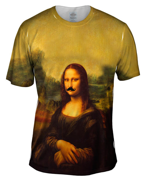 Moustache Hipster Da Vinci Mona Lisa Mens T-Shirt