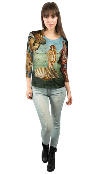 Moustache Hipster Botticelli Venus&nbsp;Womens 3/4 Sleeve