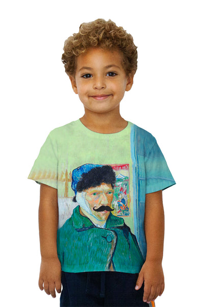 Kids Moustache Hipster Vincent Van Gogh Self Portrait With Bandaged Ear Kids T-Shirt