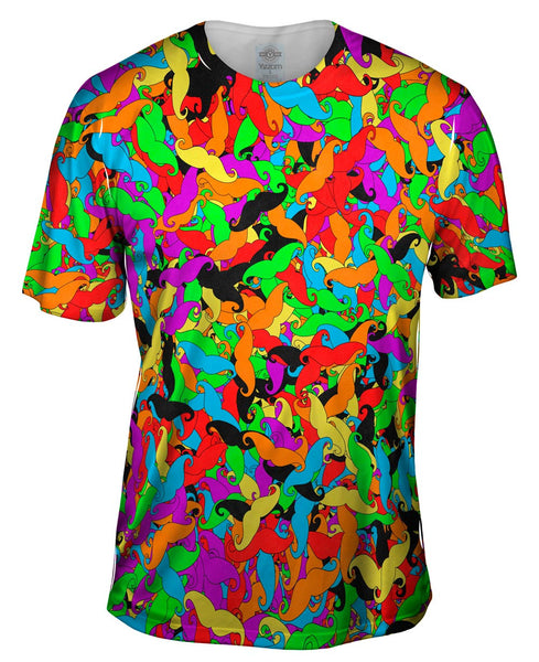 Moustache Hipster Ride Colorful Mens T-Shirt