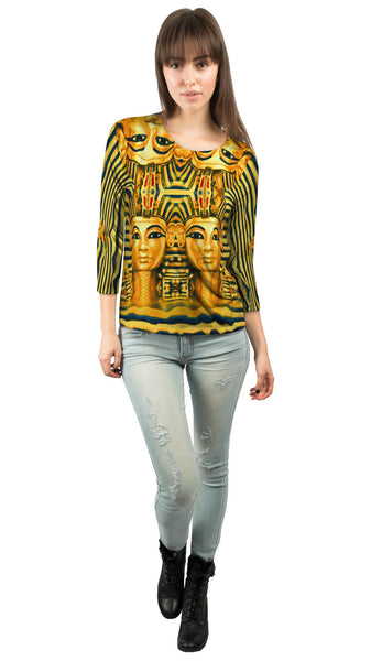 King Tut Reincarnation Black Stripes Copy&nbsp;Womens 3/4 Sleeve