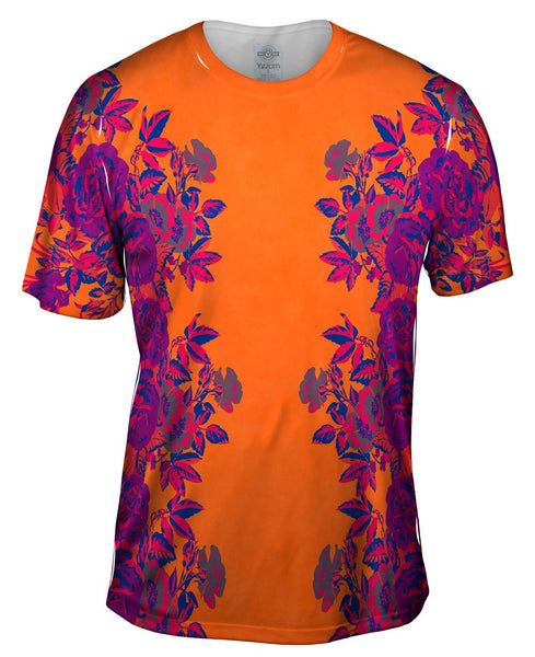 Floral Print Orange Mens T-Shirt