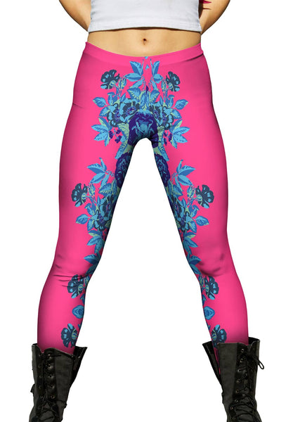 Floral Print Pink Womens Leggings