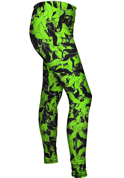 Moustache Ride Green Black&nbsp;Womens Leggings