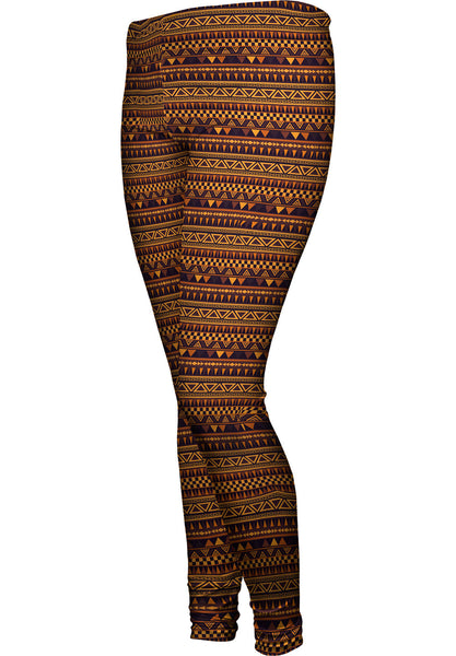 Tribal Yellow Aztec Warrior Womens Leggings