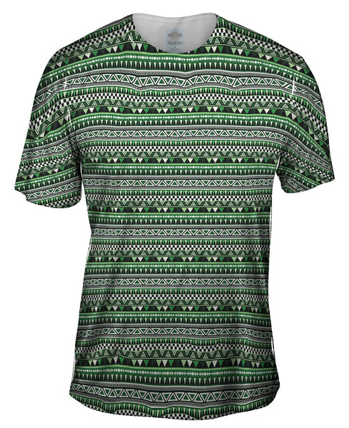 Tribal Green Aztec Warrior Mens T-Shirt