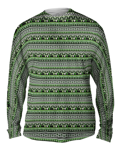Tribal Green Aztec Warrior Mens Long Sleeve