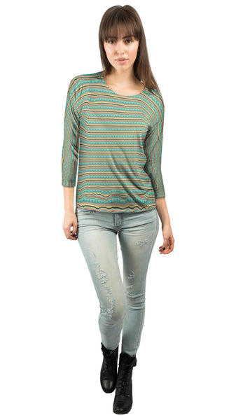 Tribal Blue Sky&nbsp;Womens 3/4 Sleeve