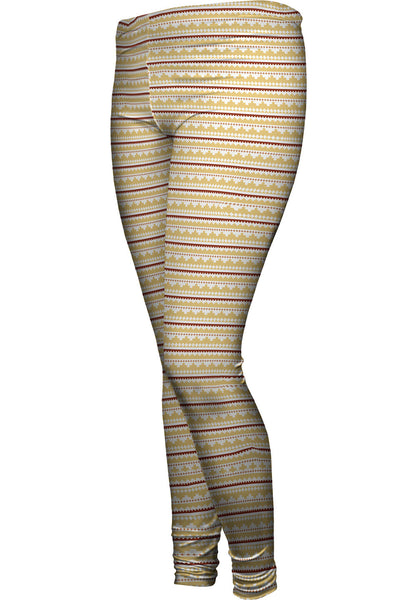 Tribal Red White And Brown&nbsp;Womens Leggings