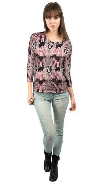 Pink Cobra Snake Skin&nbsp;Womens 3/4 Sleeve