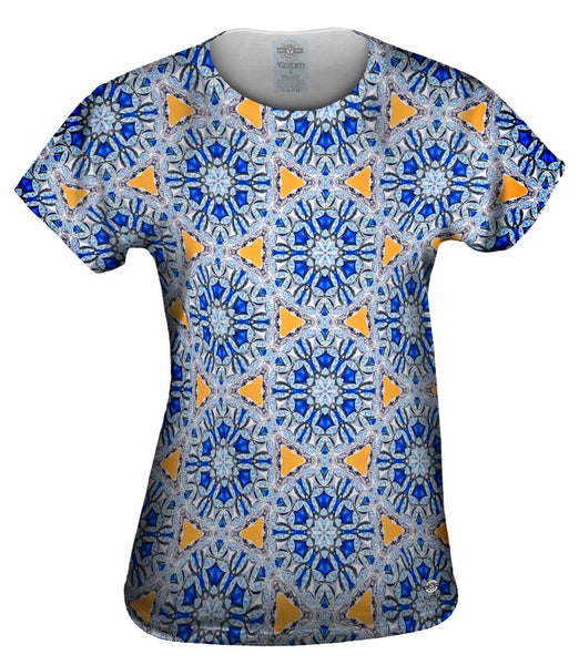 Blue Orange Diamonds Pattern Womens Top