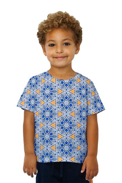 Kids Blue Orange Diamonds Pattern Kids T-Shirt