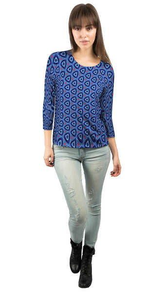 Blue Sky Murano Pattern Womens 3/4 Sleeve