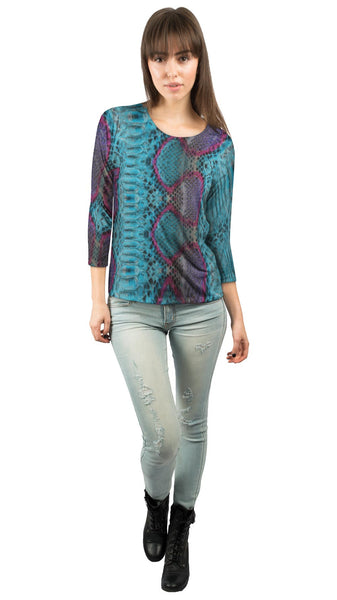 Sunrise Snake Bi Color Skin Pattern Jumbo&nbsp;Womens 3/4 Sleeve
