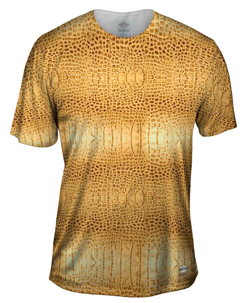 Golden Snake Skin Pattern Mens T-Shirt | Yizzam