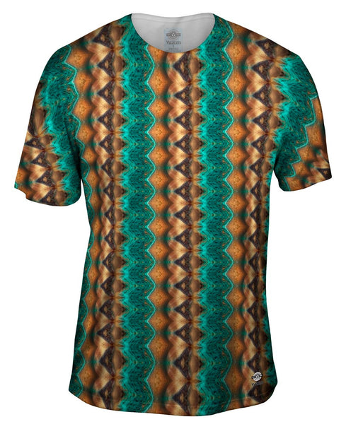 Golden Aqua Snake Skin Pattern Mens T-Shirt