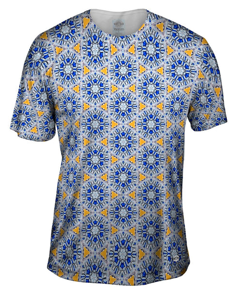 Mosaic Blue Triangles Pattern Mens T-Shirt