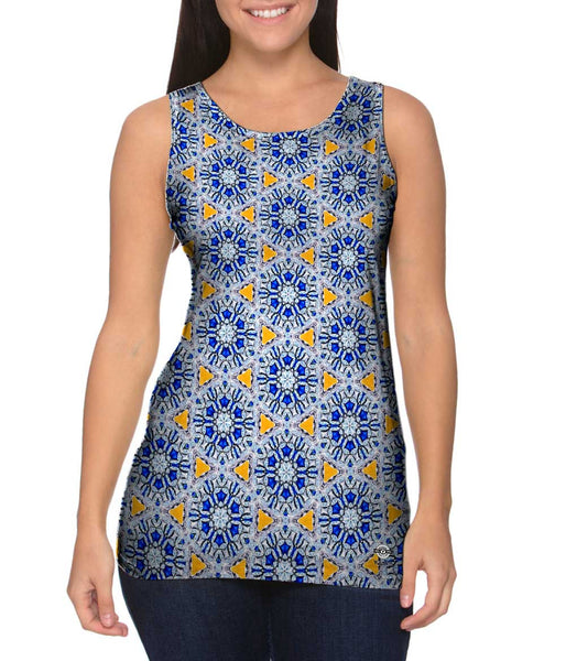 Mosaic Blue Triangles Pattern&nbsp;Womens Tank Top
