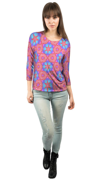Pink Starts Pattern&nbsp;Womens 3/4 Sleeve