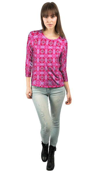 Pink Trippy Roses&nbsp;Womens 3/4 Sleeve