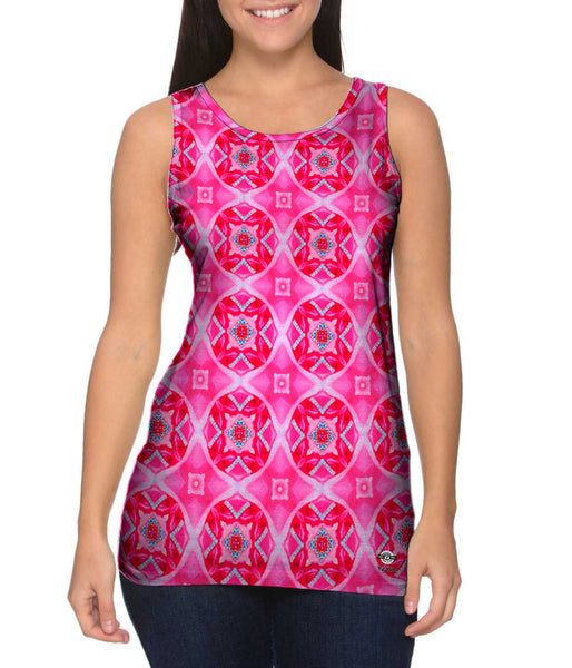 Pink Trippy Roses Womens Tank Top