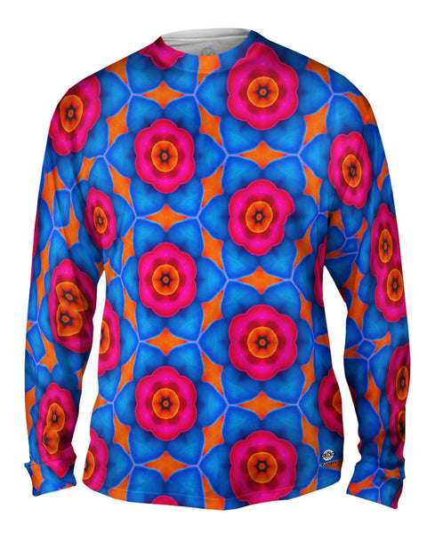 Smell The Blue Flowers Pattern Mens Long Sleeve