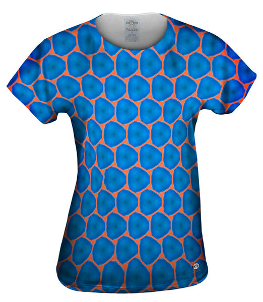 Blue Orange Colorful Triangles Womens Top