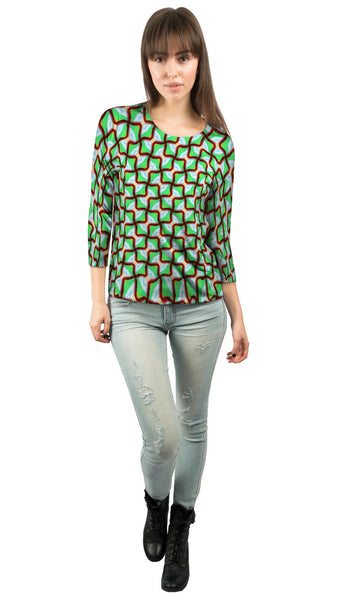 Snakey Shacky Pattern&nbsp;Womens 3/4 Sleeve