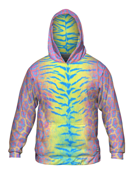 Tiger Leopard Skin Pink Yellow Blue Mens Hoodie Sweater