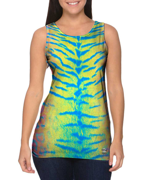 Tiger Leopard Skin Pink Yellow Blue&nbsp;Womens Tank Top