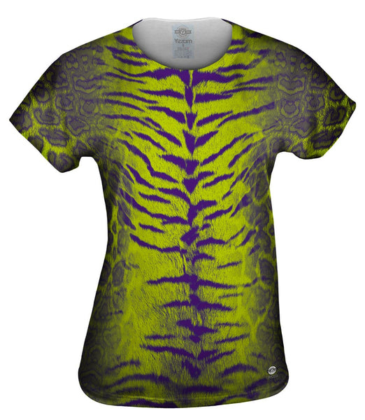 Tiger Leopard Skin Purple Lime Green Womens Top