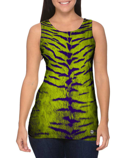 Tiger Leopard Skin Purple Lime Green&nbsp;Womens Tank Top