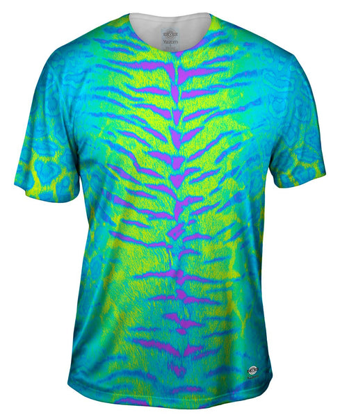 Tiger Leopard Skin Blue Purple Green Mens T-Shirt